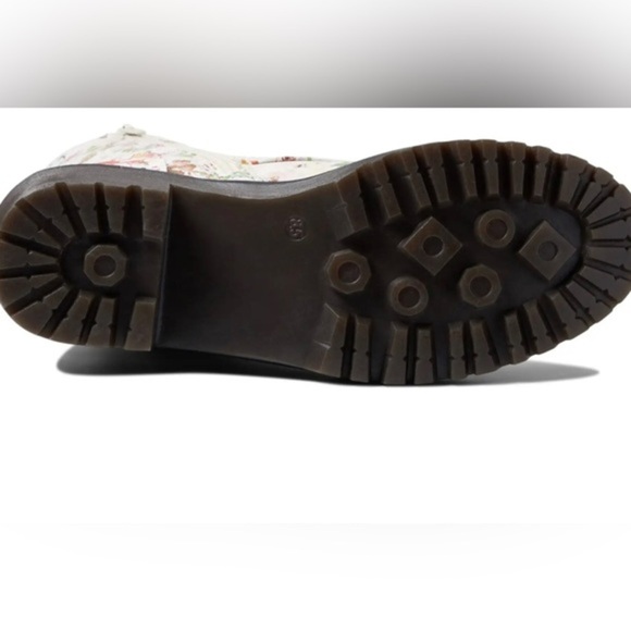 Unionbay White floral print rugged lug sole lace up combat moto boots size 10 - Picture 10 of 11